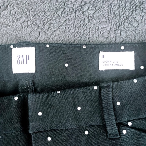 Gap Signature Skinny Ankle Pants Womens 8 Black Polka Dot Stretch Trousers - Picture 3 of 7